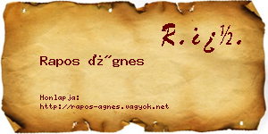 Rapos Ágnes névjegykártya